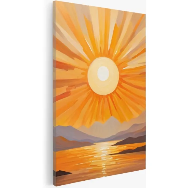 Saammp Canvas Schilderij - Abstracte zon - Natuur - Landschap - 80x120 - Foto op canvas - Wanddecoratie - Muurdecoratie Woonkamer - Slaapkamer decoratie - Canvas Print Multicolor