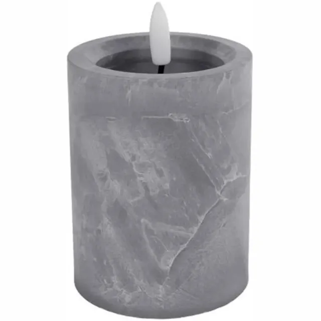 cosydecor LED Kaars vlameffect betonkleur 10cm grijs