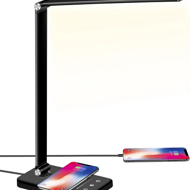 Ayangoods Draadloze Oplaadbare Monitorlamp met Helderheidsregeling - Dimbaar - Ideaal voor Kantoor en Thuisgebruik - 10W LED - USB-Aansluiting - Moderne Bureaulamp voor Verbeterde Werkplek - Energiezuinig - Stijlvolle Verlichting Zwart