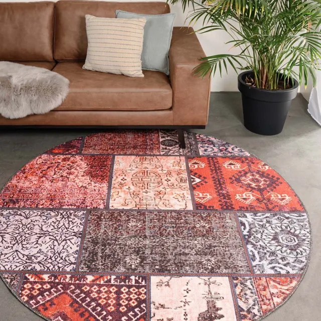 Heritaged Patchwork vloerkleed rond - Fade No.1 rood/multi 250
