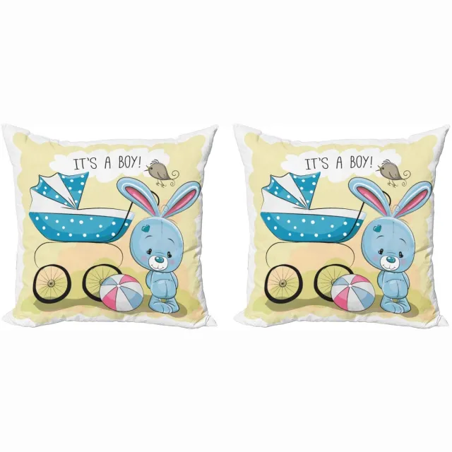 ABAKUHAUS Kussenhoes Set 2x45x45 cm – Dubbeldruk Avocado-Blauw Avocado-groen