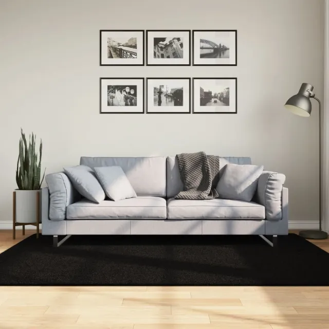 vidaXL Vloerkleed HUARTE laagpolig zacht wasbaar 140x200 cm zwart, foto 2