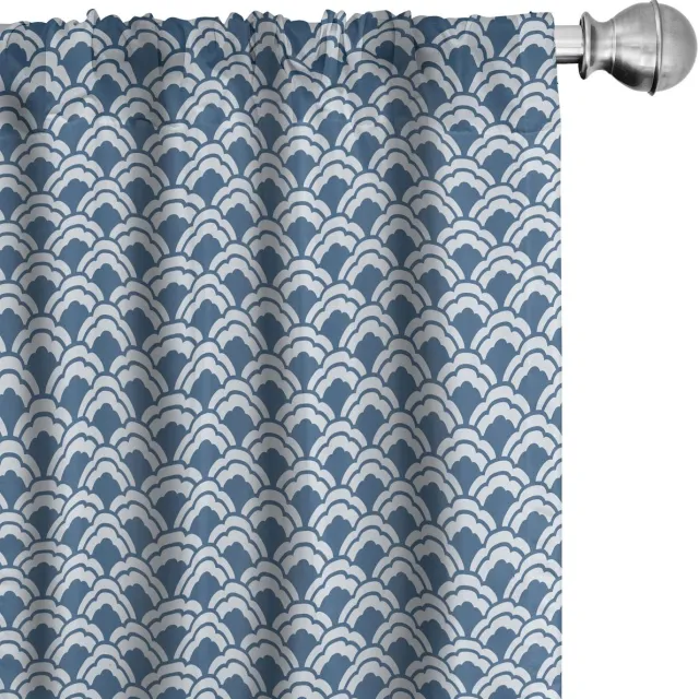 ABAKUHAUS Blau Weiss Voorhänge – 2x75x245 cm – Mikrofaser Blauw