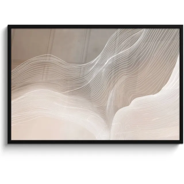 FrameYourWall Poster in lijst - Fotolijst 120x80 cm - Posters - Golvende lijnen - Luchtstromen - Harmonieus - Posterlijst zwart - Decoratie - Wanddecoratie woonkamer - Muurdecoratie slaapkamer