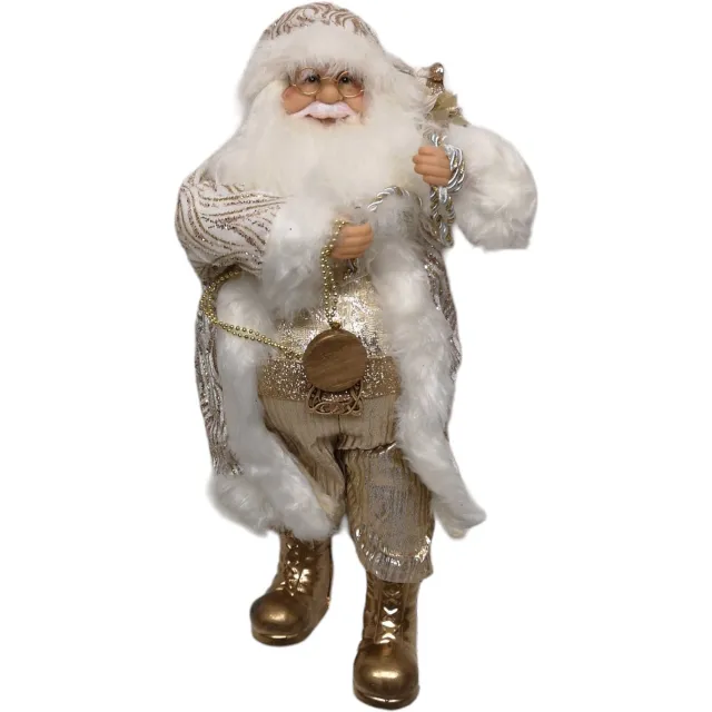Uniplant Kerstfiguur kunststof kerstman rudy 15x20x45cm crème onbekend
