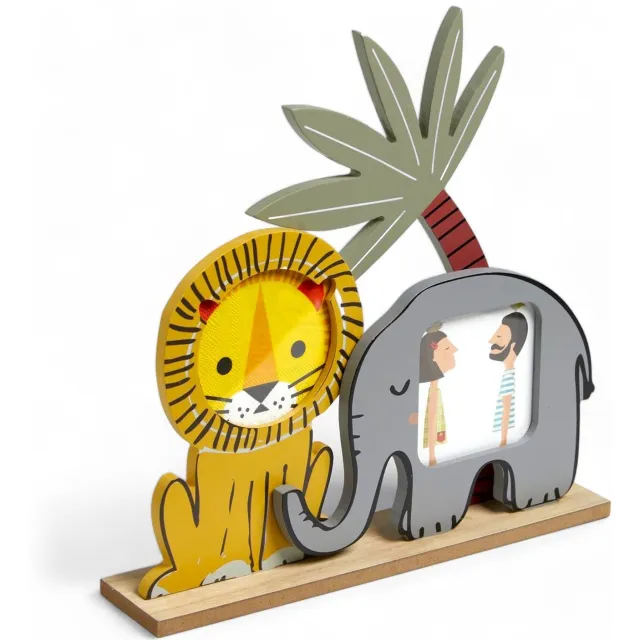 FACTORY LA FACTORY - Fotolijst THE KING OF THE JUNGLE, olifant en leeuw, 23 x 13 cm Multicolor