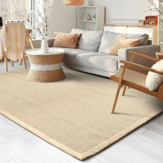 Floordirekt Sisal Vloerkleed Mumbai - Vloerkleed van Natuurlijke Vezels - Met Katoenen Rand - Verkrijgbaar in Verschillende Maten - Naturel