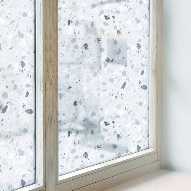 Coloray Privacy Folie Raam - Modern mozaïek Anti inkijk Raamfolie Glas in Lood - 200x146 cm - Blauw Melkglas Folie - Zonwerende Raamfolie - Voor de badkamer, keuken en hal. - Privacy Folie Raam Glas in Lood Blauw - Modern mozaïek