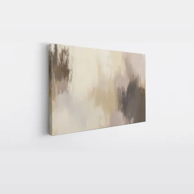 Saammp Canvas Schilderij - Beige penseelstreken - Abstract kunstwerk - 60x40 - Foto op canvas - Wanddecoratie - Muurdecoratie Woonkamer - Slaapkamer decoratie - Canvas Print Multicolor