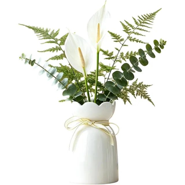 KCVV Vaas - Witte Vaas - Keramische Vaas - Decoratieve Bloemenvaas - Moderne Vaas