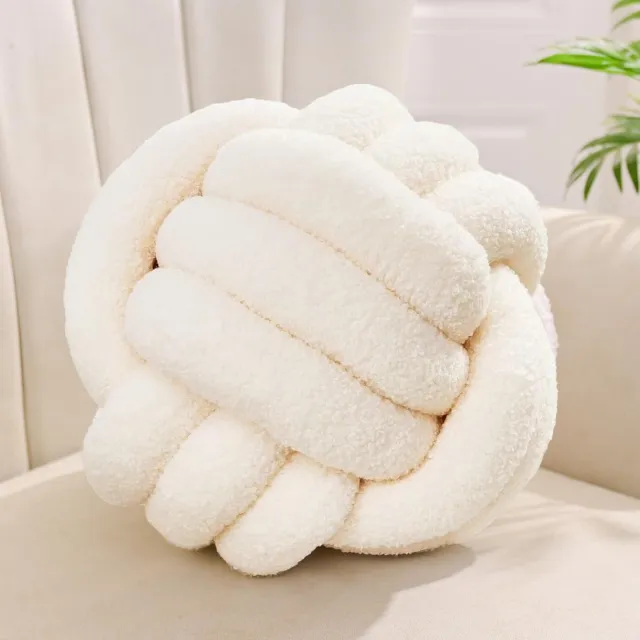Unyqoos Rond decoratief knoopkussen van teddyfluweel voor huis en slaapkamer Beige