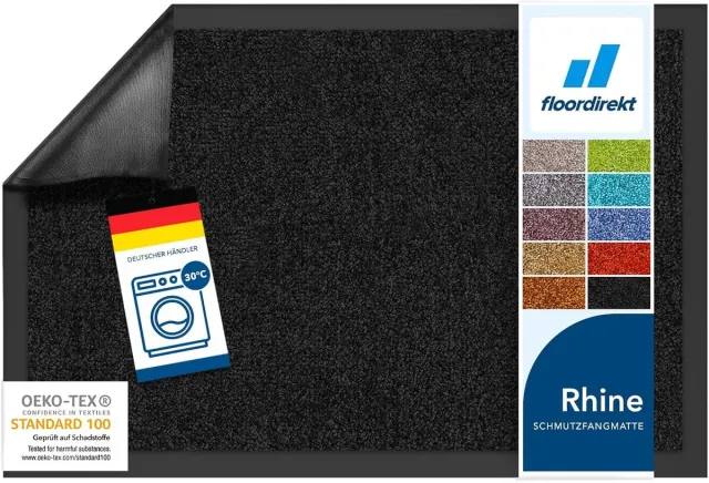 Floordirekt Deurmat - Droogloopmat - Schoonloopmat - Rhine - Zwart - 90 x 150 cm