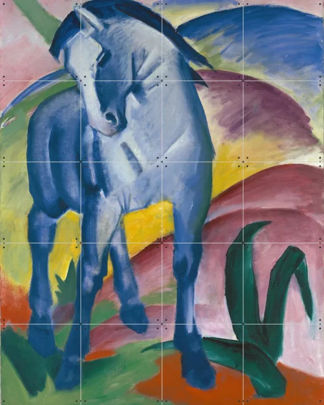 IXXI Blue Horse 1911, Franz Marc & Bridgeman Images - 80 x 100 cm - Grote wanddecoratie en posters - Kleurrijk, Abstract, Klassiek, Olieverf Blauw