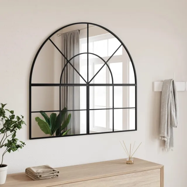 vidaXL Wandspiegel boog 100x90 cm ijzer zwart