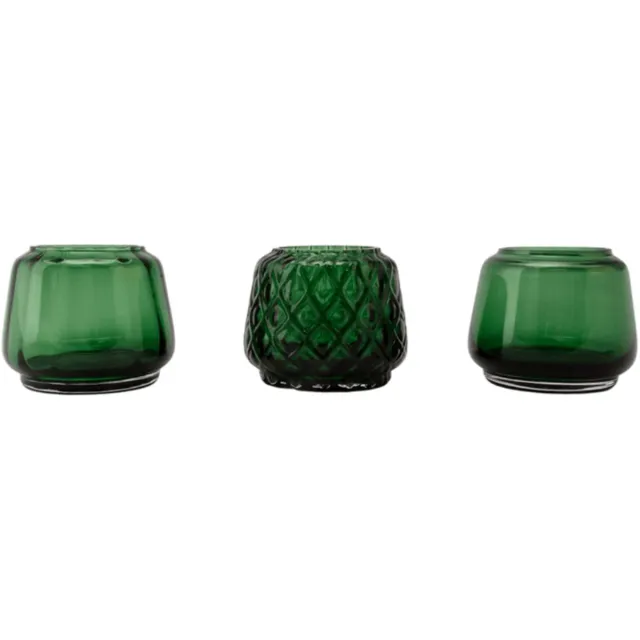 XLBoom Kuro T-Light Mix Set 3 Moss groen– Mondgeblazen glazen theelichthouders (set van 3) – Kies uit Moss | Smokey | Plum – Design woonaccessoire