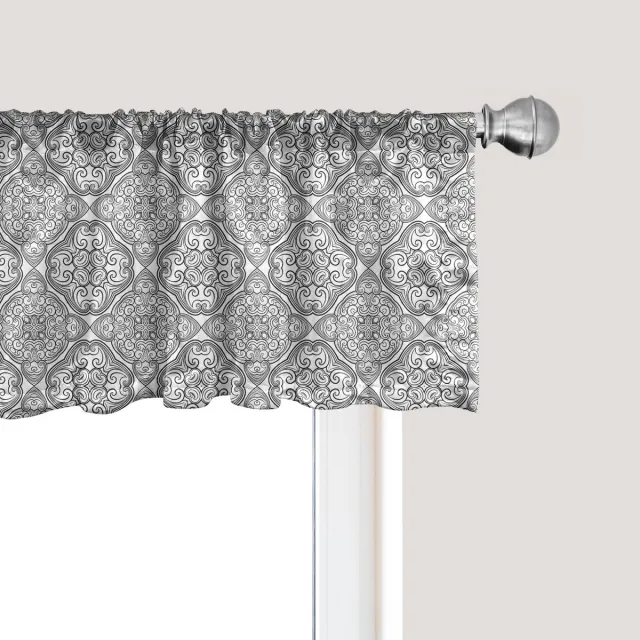 ABAKUHAUS Victoriaanse raamvalance, gordijnvalance voor keuken en slaapkamer met tunnelzoom, 137 cm x 30 cm, wit/lichtgrijs Wit, lichtgrijs