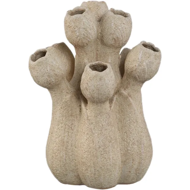 PTMD Ellodie Cream Ceramic Tulip Shaped Tulip Vase Bruin