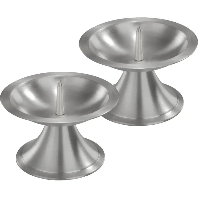 Trend Candles 2x Luxe metalen kaarsenhouders zilver voor stompkaarsen van 7-8 cm - Stompkaarshouder - Kaarshouder/kaarsen standaard - Kandelaar voor stompkaarsen - Woonaccessoires
