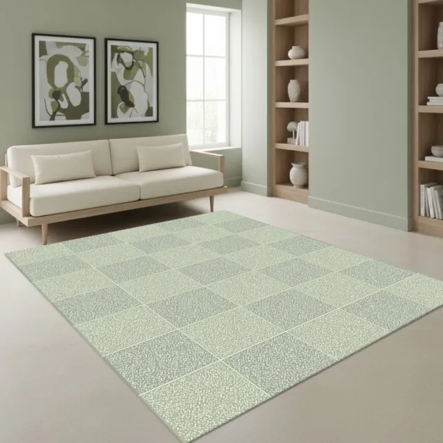 TapisTrend Designer tapijt Groen 80x150 cm Modern, gestructureerd geometrisch ruitpatroon vloerkleed voor woonkamer, slaapkamer en eetkamer