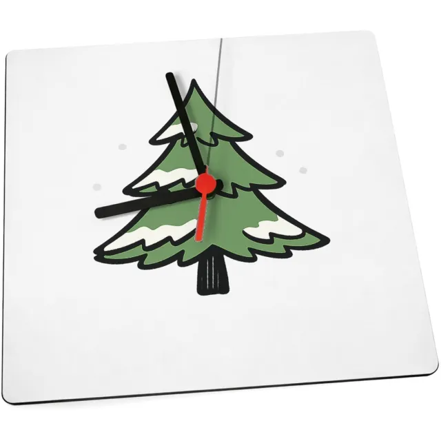 Mr Cadeautjes Klok 19 x 19 - design Een speelse winterboom opgebouwd uit losse penseelstreken en | cadeau Wit