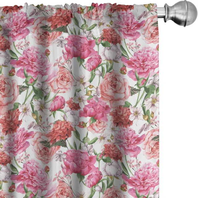 ABAKUHAUS Aquarell Gordijnen – 2x75x175 cm – Meerkleurig Bloemmotief Mehrfarbig