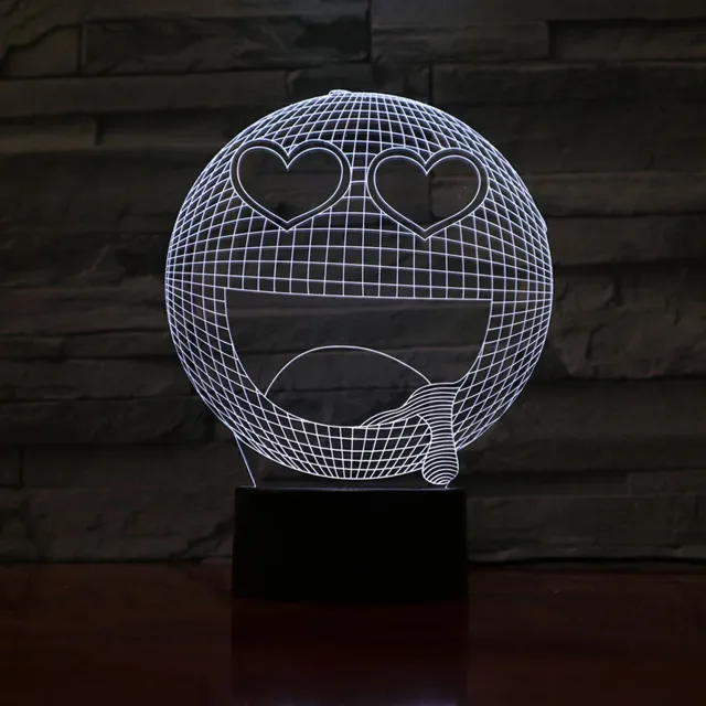 MC Living 3D Led Lamp Met Gravering - RGB 7 Kleuren - Smiley Verliefd
