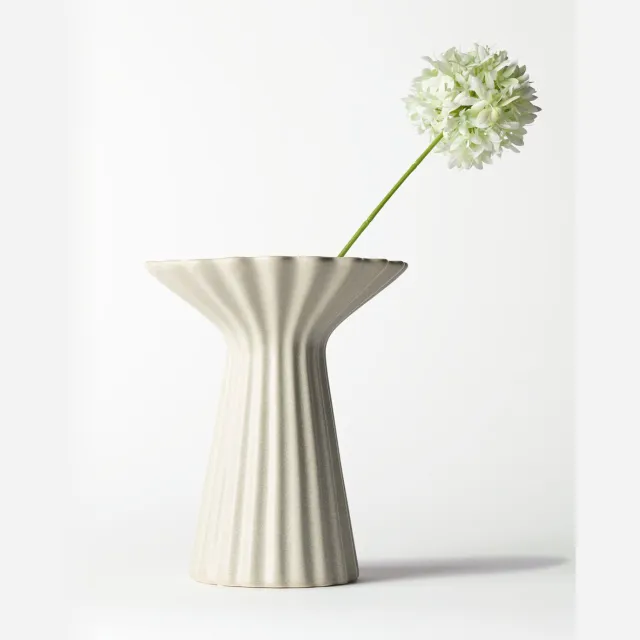 HEMA Vaas ⌀24.5x30cm Zwier keramiek spikkel wit (wit)
