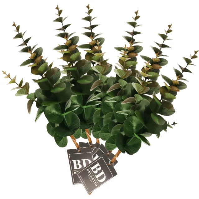 Bellatio Design Kunstplant takken Eucalyptus Bella - 6x - 38 cm - groen - decoratie bladgroen