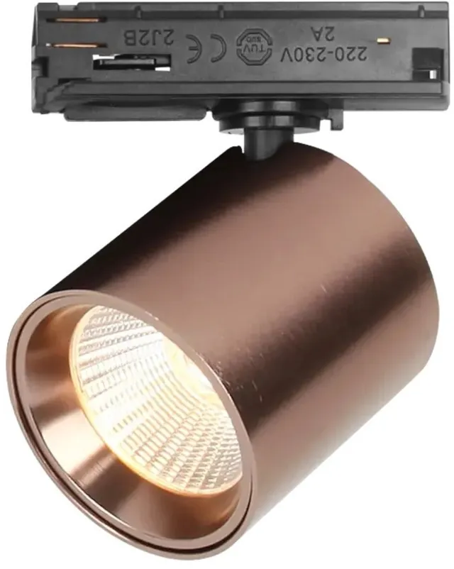Fantasia Oyo LED railspot 7,5W, 620 lumen, 2700K warm wit, IP40, brons, voor 1-fase railsystemen, draaibare kop