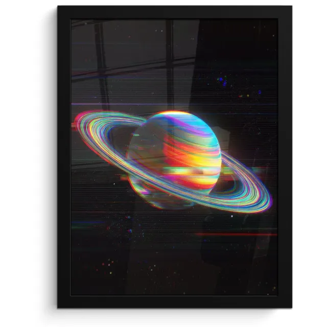 FrameYourWall Poster in lijst - Fotolijst 30x40 cm - Posters - Planeet - Cirkel - Kleurrijk - Posterlijst zwart - Decoratie - Wanddecoratie woonkamer - Muurdecoratie slaapkamer