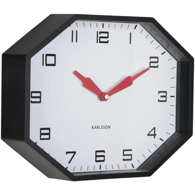 Karlsson Wandklok Modern Factory Octagon - Zwart - 32x32x26cm - Wandklok Modern