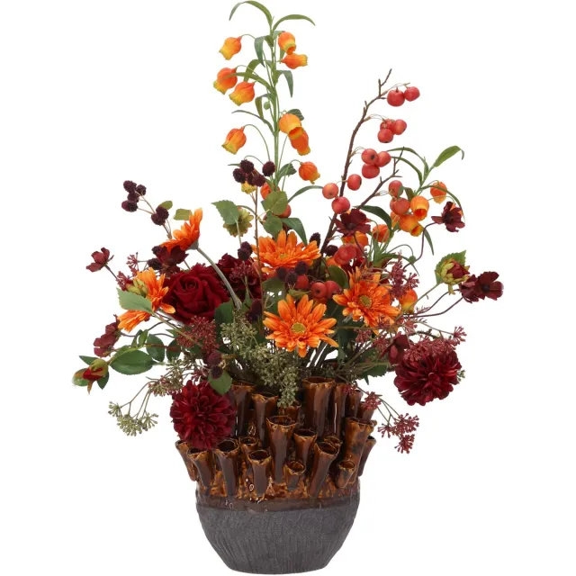 maxifleur Kunstplanten Kunst herfstboeket Bente Tunis 75cm inclusief vaas Meerkleurig