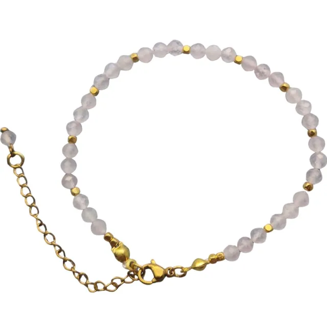 La Étoile by Letty Luma Armband – Rozenkwarts Edelsteen Roze, Goud