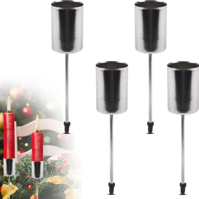 Ibenzoa Set van 4 Retro Metalen Kaarsenhouders voor Stijlvolle Tafeldecoratie en Feestelijke Gebeurtenissen Zilver