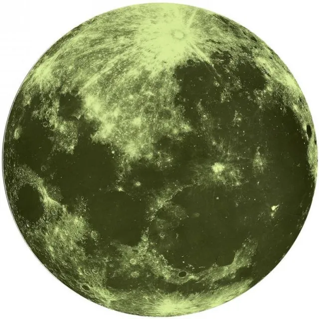 living24/7 Muursticker | Maan | fosforescerend Groen