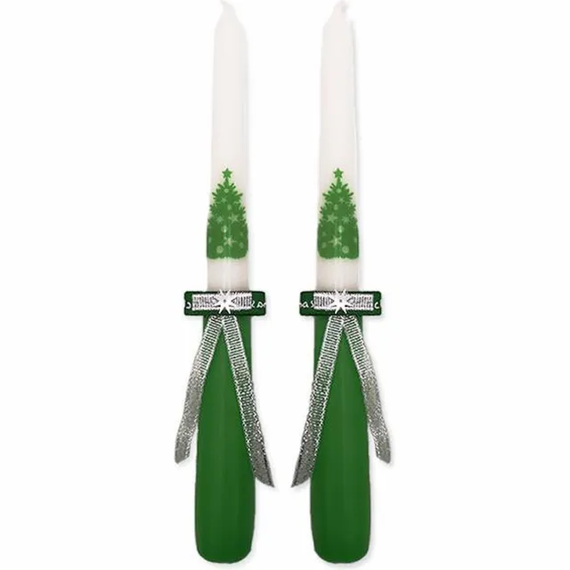 Van Licht Kerstkaarsen Groene Boom set van 2 stuks wit/groen