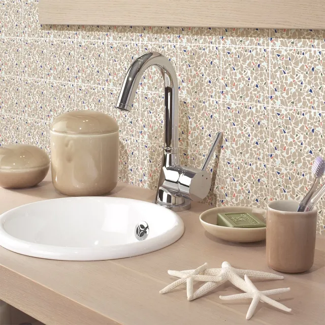 Ambiance Sticker Zelfklevende tegelmuurstickers voor keuken en badkamer - 9 TERRAZZO VENTIMIGLIA TEGELSTICKERS - 9 stickers 15x15cm Multi color
