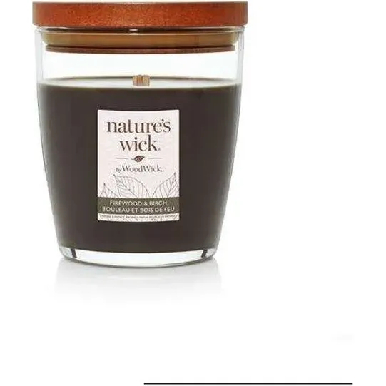 Woodwick Nature's Wick Firewood & Birch Medium Tumbler Donkergroen