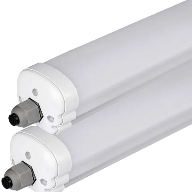 V-TAC LED diffusor licht vochtbestendig licht garage licht hal licht plafondlamp, wit kunststof, jet-proof, 36W 4320lm 4000K neutraal wit, L 120 cm, set van 2