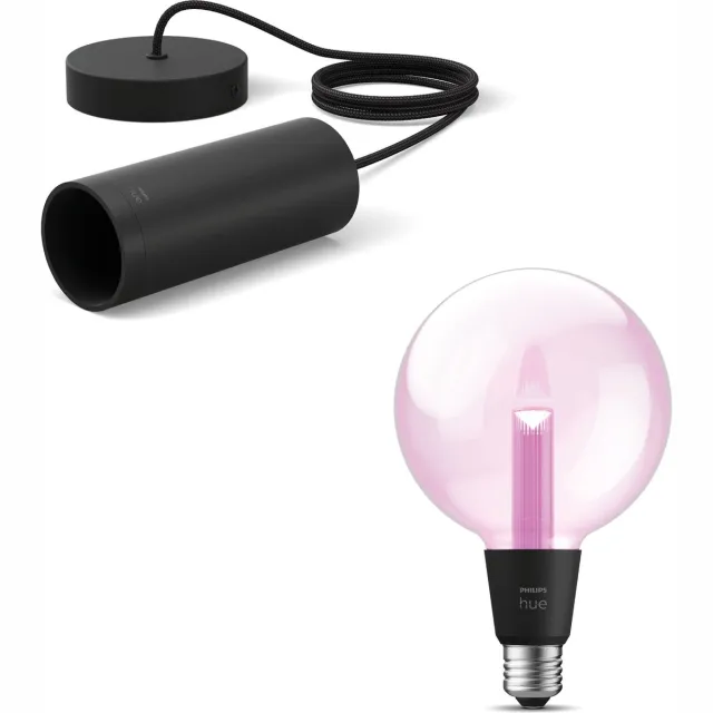 Philips Hue Lightguide Hanglamp (Zwart) - E27 - Wit en Gekleurd Licht - Incl. 1 Hue Lightguide Globe Lamp Groot (G125) - Hue White and Color Ambiance