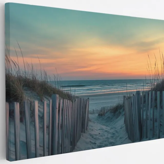 Saammp Canvas Schilderij - Pad naar strand en zee - Duinen - 30x20 - Foto op canvas - Wanddecoratie - muurdecoratie Woonkamer - Slaapkamer decoratie - Canvas Print Multicolor