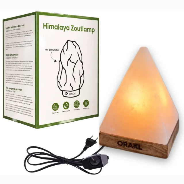 Orakl Dimbare Himalaya Zoutlamp Giza - 2-4 KG en ca. 18 cm - Nachtlamp - Tafellamp - Cadeauverpakking Wit