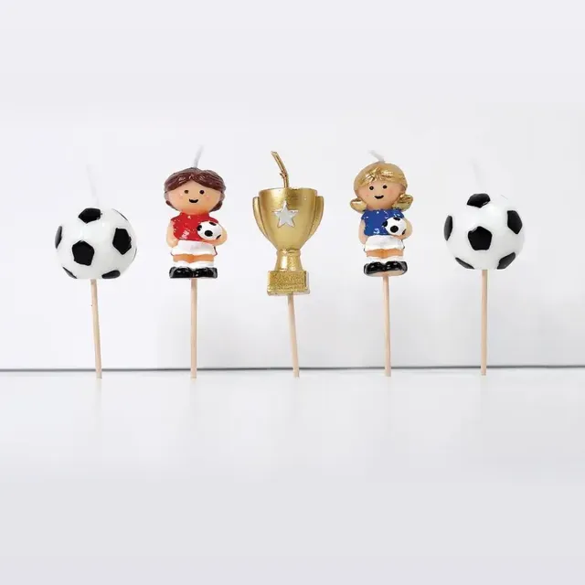 Smiling Faces Taartkaarsjes - Cupcake Versiering - Voetballers - 5 stuks