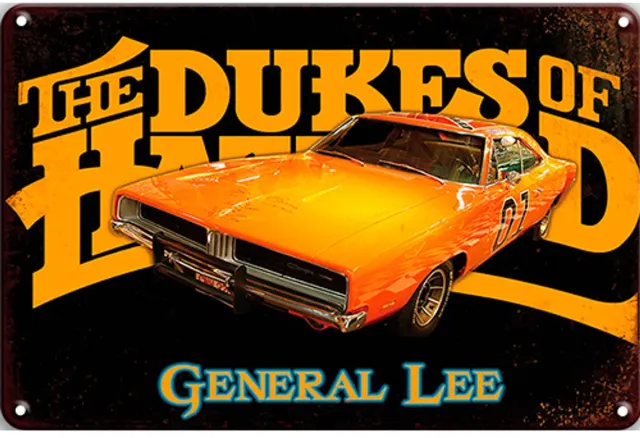 Signs-USA Film - Movie Sign - metaal - Dukes of Hazard General Lee - Black BG - 30 x 40 cm