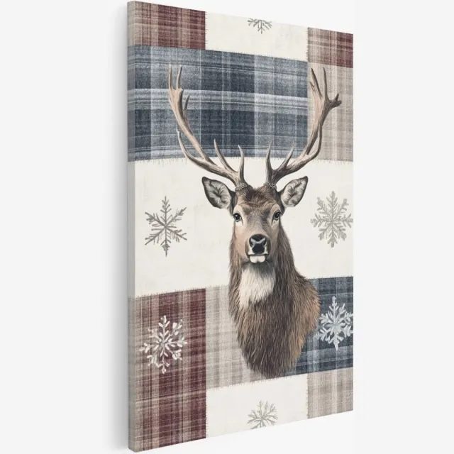 Saammp Canvas Schilderij - Abstract hert - Winter - Dieren - Natuur - 30x40 - Foto op canvas - Wanddecoratie - Muurdecoratie Woonkamer - Slaapkamer decoratie - Canvas Print Multicolor