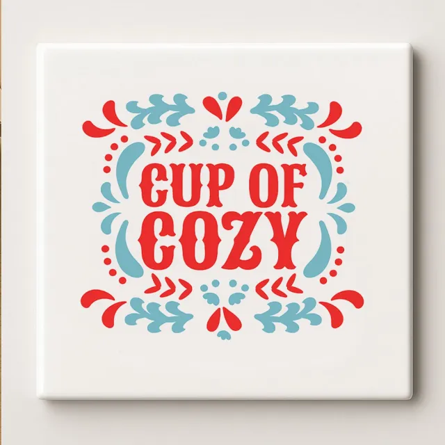 Nevolis Cup of Cozy Keramische Tegel 15x15cm – Retro Decoratieve Wandtegel – Vintage Keuken & Koffiehoek Decoratie Cadeau Multi Color