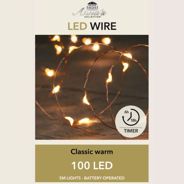 Anna's Collection Anna Collection Draadverlichting lichtsnoer - 100 leds - koper - warm wit licht - 500 cm