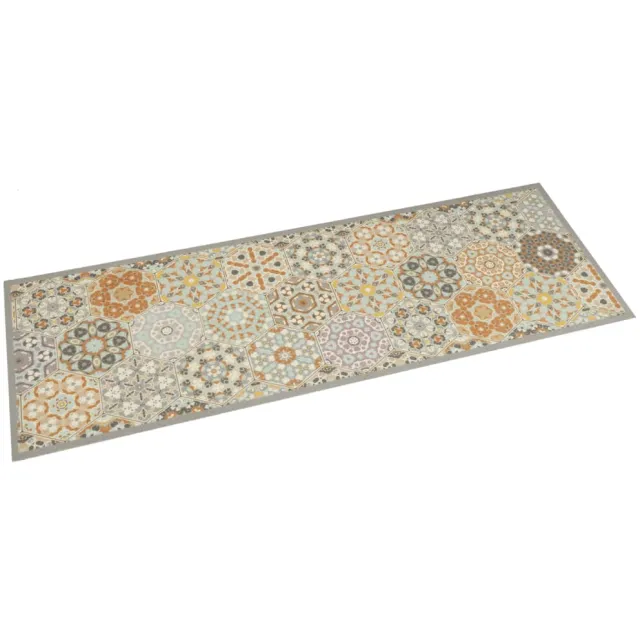 vidaXL Keukenmat wasbaar zeshoekpastelprint 45x150 cm fluweel Meerkleurig
