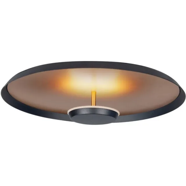 LT-Luce Highlight Moderne LED Plafonnieres Oro 1 Lichtpunt Rond Goud/Zwart Metaal Slaapkamer Gang/Hal Keuken Dimbaar Diameter 35cm