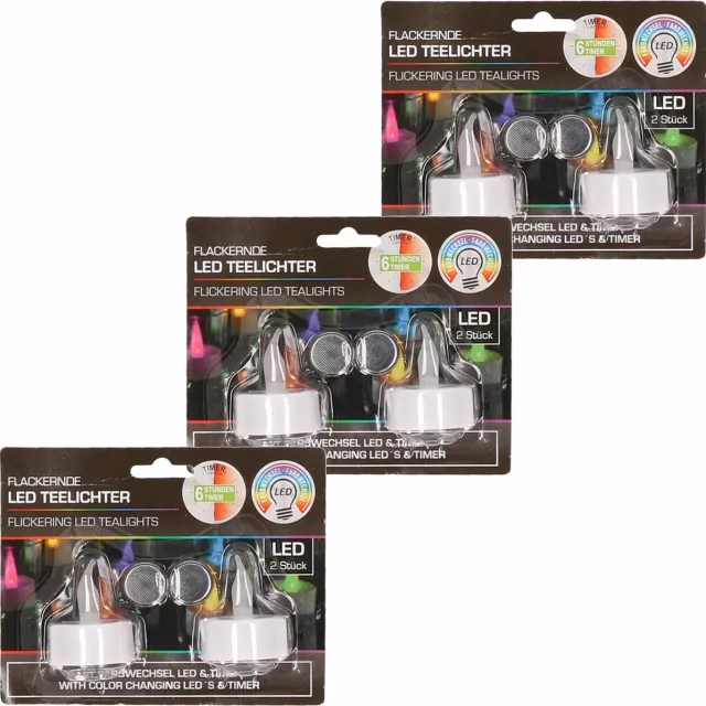 Cepewa LED theelichtjes - 6x st - gekleurd - D4 cm- theelichtjes - waxinekaarsjes - kaarsjes Wit